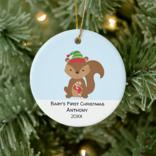 Personlig Squirrel Babys första jul Julgransprydnad Keramik