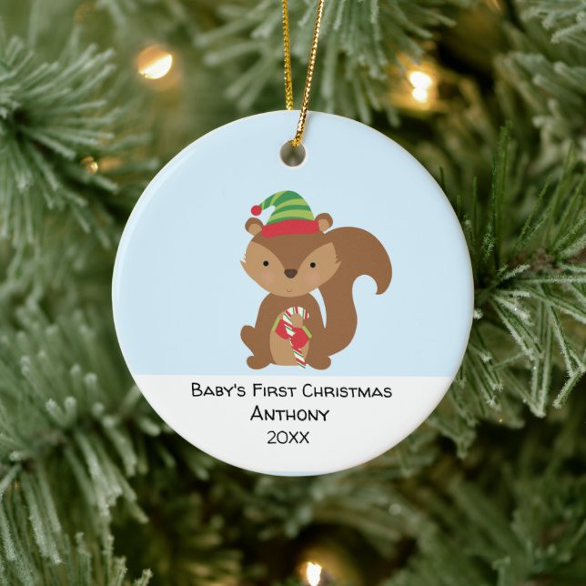 Personlig Squirrel Babys första jul Julgransprydnad Keramik (Träd)