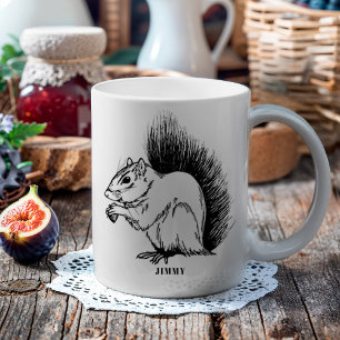 Personlig Squirrel Illustrated Wildlife Kaffemugg