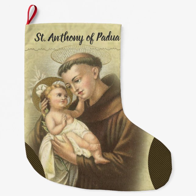 Personlig St. Anthony av Padua Prayer Stor Julstrumpa (Framsidan)