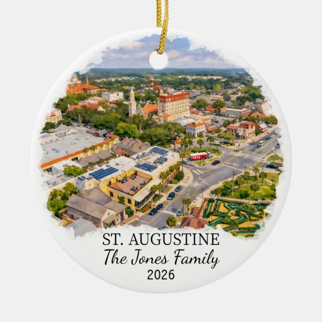 Personlig St. Augustine-ornament Anpassad Florida Julgransprydnad Keramik (Framsidan)