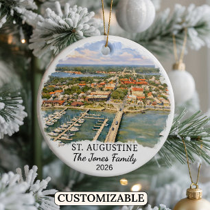 Personlig St. Augustine-ornament Anpassad Florida Julgransprydnad Keramik
