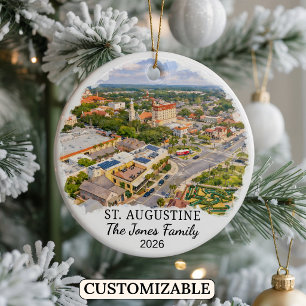 Personlig St. Augustine-ornament Anpassad Florida Julgransprydnad Keramik