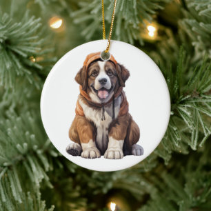 Personlig St. Bernard Saint Bernard Hund Julgransprydnad Keramik