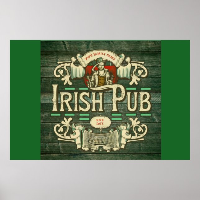 Personlig St patricks day Funny Irish Pub Poster (Framsidan)