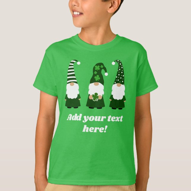 Personlig St patricks day Gnomes Boy eller Girl T Shirt (Framsida)