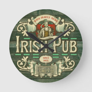 Personlig St patricks day Irish Pub Box Sign Rund Klocka