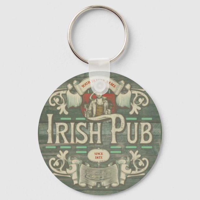 Personlig St patricks day Irish Pub Funny Nyckelring (Framsida)