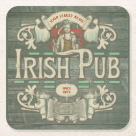 Personlig St patricks day Irish Pub Funny Underlägg Papper Kvadrat