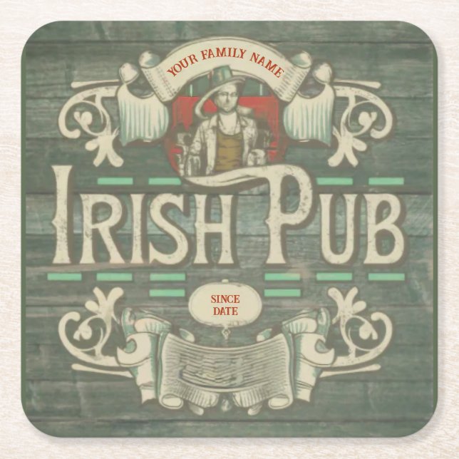 Personlig St patricks day Irish Pub Funny Underlägg Papper Kvadrat (Framsidan)