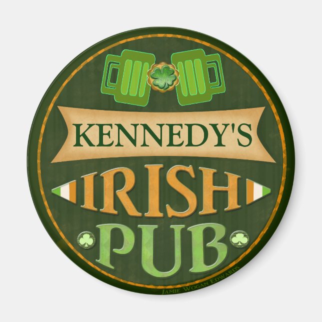 Personlig St. Patrick's Day Irish Pub Magnet (Framsidan)