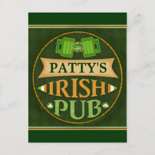Personlig St. Patrick's Day Irish Pub Postcard Vykort