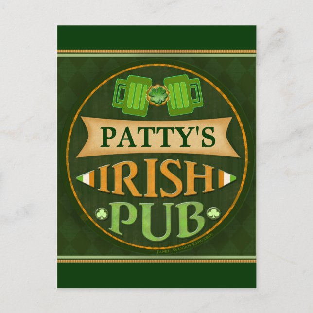 Personlig St. Patrick's Day Irish Pub Postcard Vykort (Framsida)