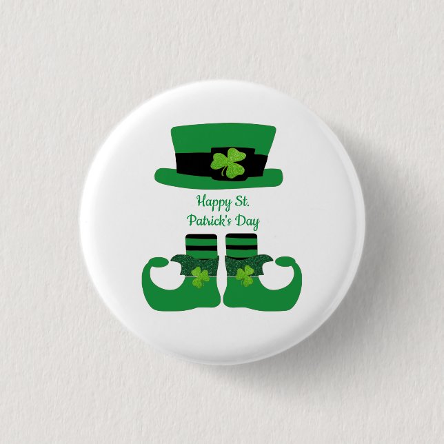 Personlig St. Patrick's Day Irländsk Leprechaun  Knapp (Framsida)