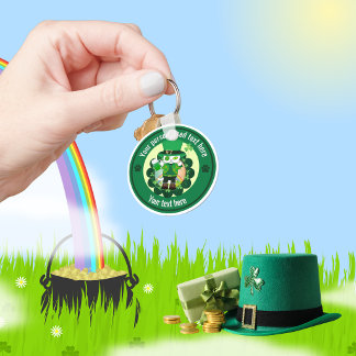 Personlig St. Patrick's Day Katt Skorare Nyckelring