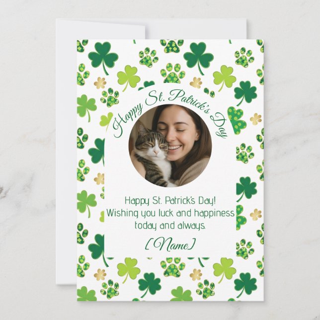 Personlig St. Patrick's Day-kattälskare hälsning Julkort (Framsida)