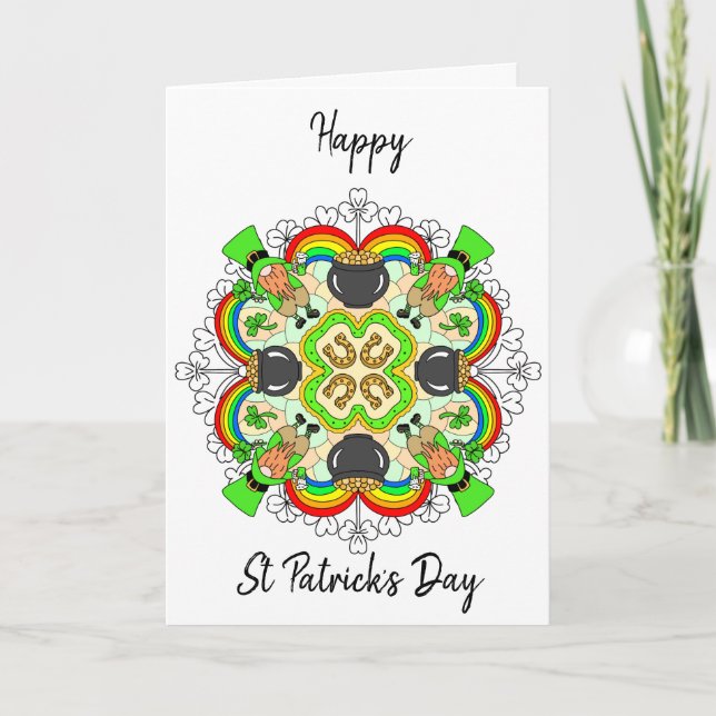 Personlig St Patrick's Day Mandala  Helgkort (Framsida)