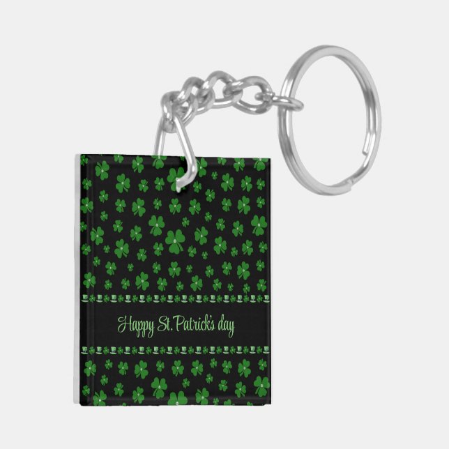 Personlig St. Patrick's Day Shamrock på svart (Vänster Baksida)