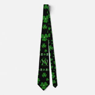 Personlig St. Patrick's Day Shamrock på svart Slips