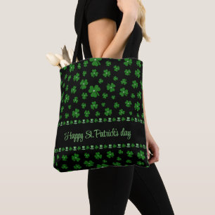 Personlig St. Patrick's Day Shamrock på svart Tygkasse