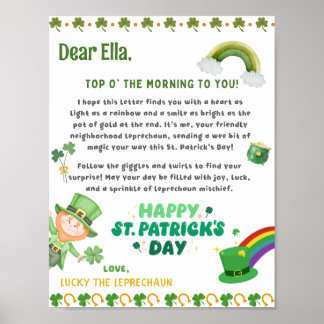Personlig St Patrick's Leprechaun Brev Poster