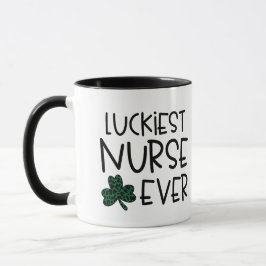Personlig St. Patty's Day "Luckiest Nurse" Gift Mugg