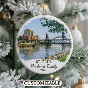 Personlig St. Paul-ornament, Anpassad Minnesota Julgransprydnad Keramik