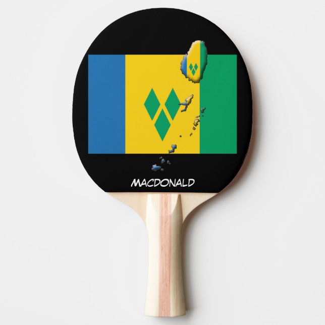 Personlig ST VINCENT-Flagga Pingisracket (Framsidan)