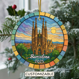 Personlig Stached Glass Barcelona Ornament
