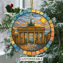 Personlig Stached Glass Berlin Ornament, Tyskland Julgransprydnad Keramik