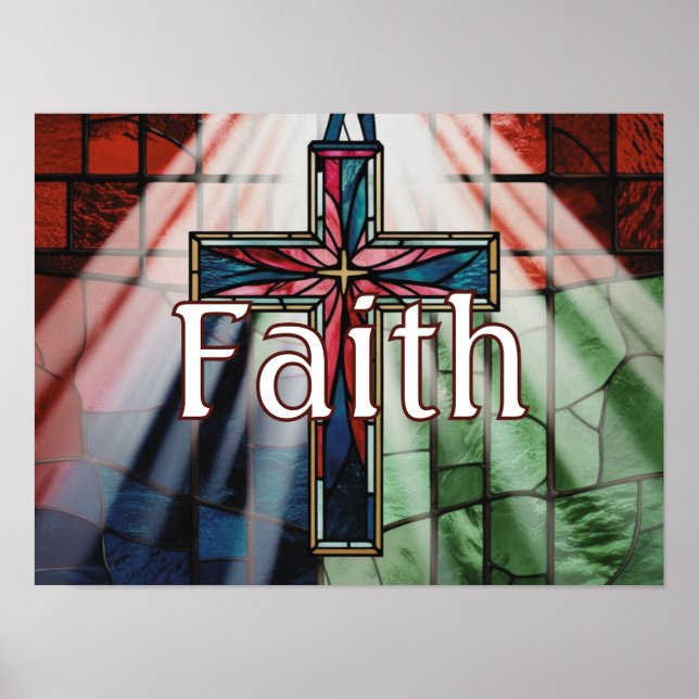Personlig Stached glass Faith Kor Poster (Framsidan)