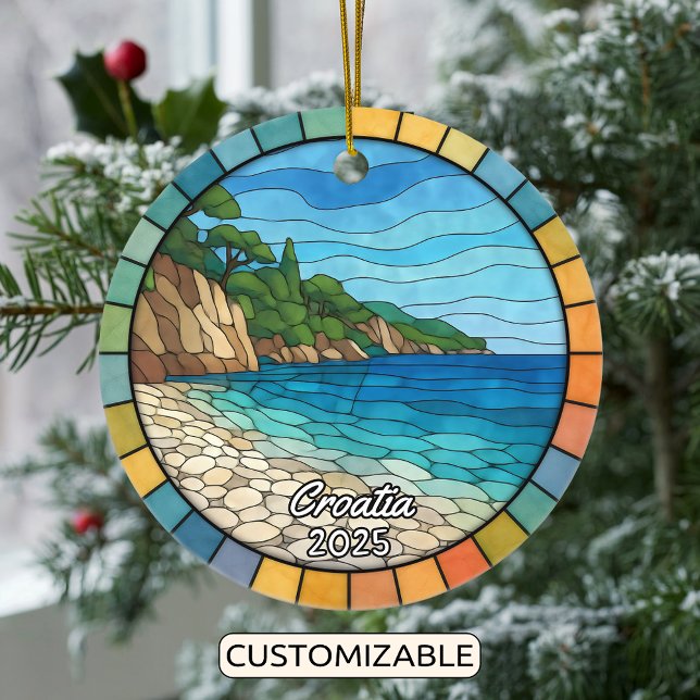 Personlig Stached Glass Kroatien Ornament (Skapare uppladdad)