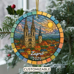 Personlig Stached Glass Zagreb, Kroatien Julgransprydnad Keramik
