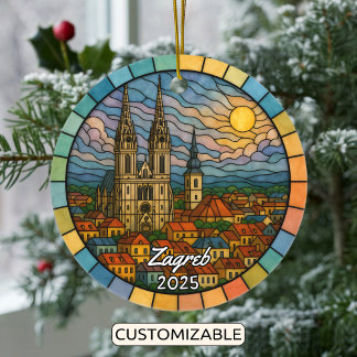Personlig Stached Glass Zagreb, Kroatien Julgransprydnad Keramik