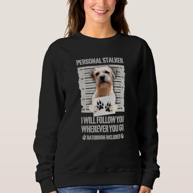 Personlig stalkare Barbour Border Terrier T Shirt (Framsida)