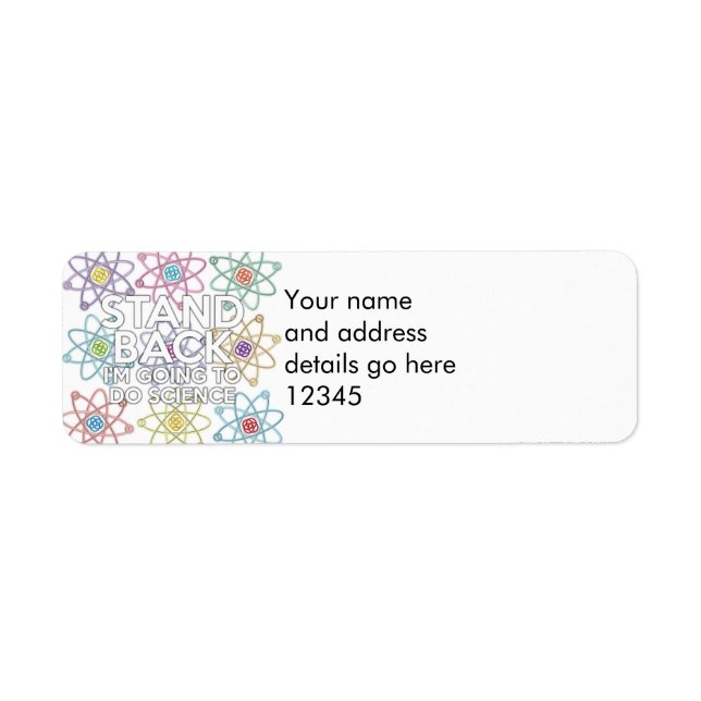 Personlig STAND BACK-vetenskap Returadress Etikett (Framsidan)