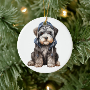 Personlig Standard Schnauzer Hund Julgransprydnad Keramik