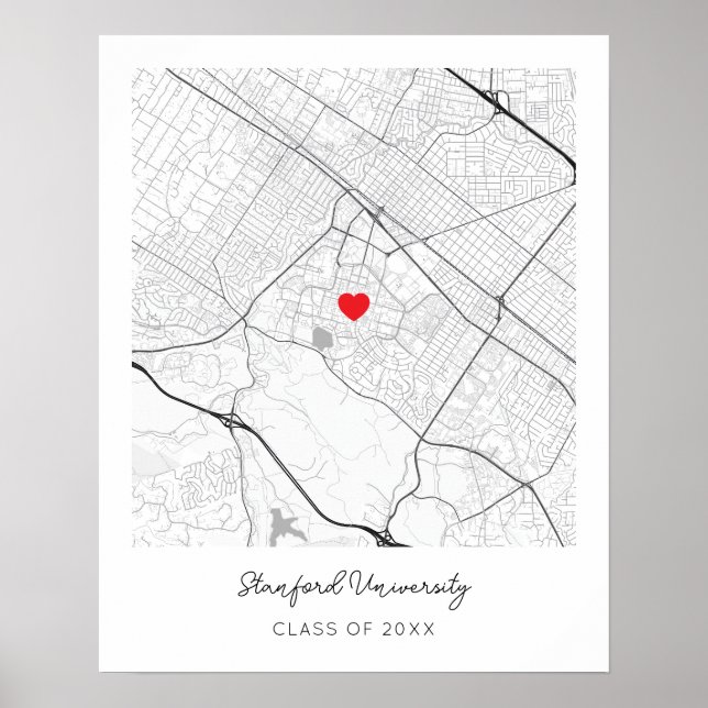 Personlig Stanford University Kartposter Poster (Framsidan)