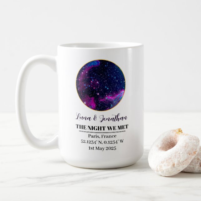 Personlig Star Karta Mugg: Natten vi mötte Kaffemugg (Med munk)