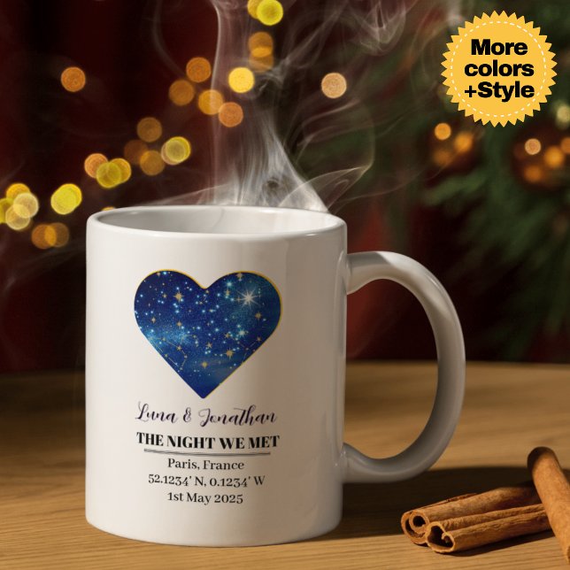 Personlig Star Karta Mugg: Natten vi mötte Kaffemugg (Personalized Star Map Mug: The Night We Met (Anniversary Gift))