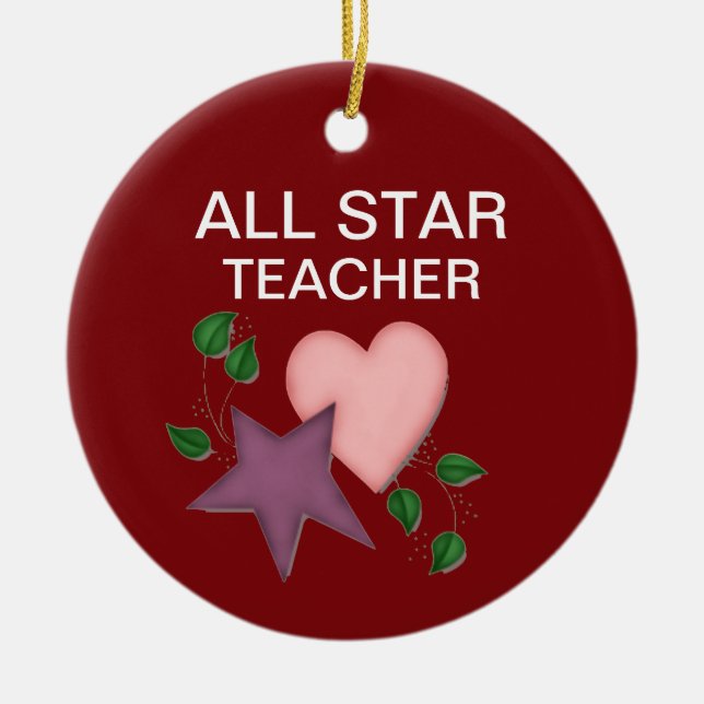 Personlig Star och Heart Teacher Ornament (Framsidan)