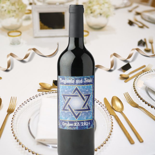 Personlig Star of David Vin Label Anpassningsbar Vinflaska Etikett (Skapare uppladdad)