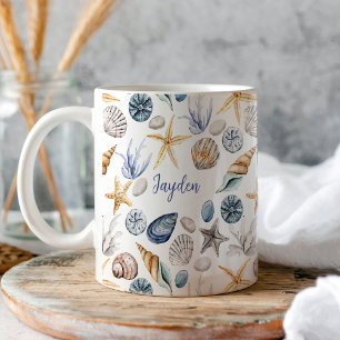 Personlig Starfish and Seashell Coffee Mugg