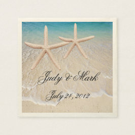 Personlig Starfish Beach Wedding Papper Napkins Pappersservett