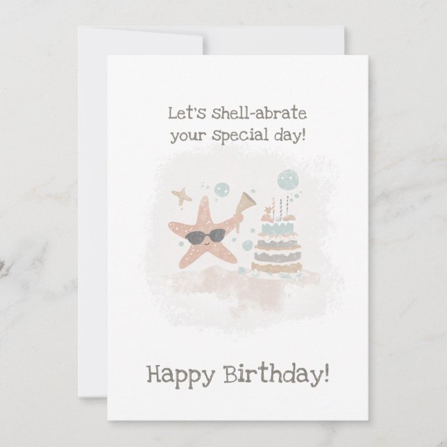 Personlig Starfish Birthday Card Julkort (Framsida)