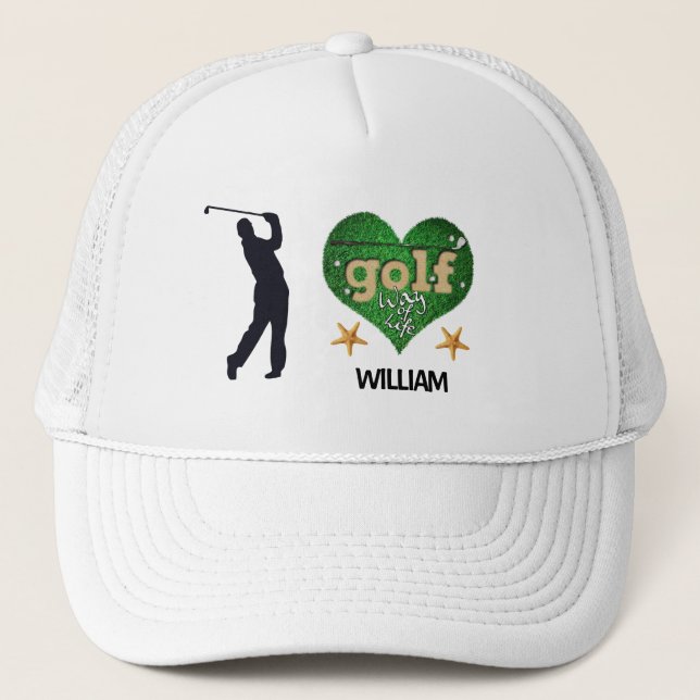 Personlig Starfish Male Silhouette GOLF Keps (Framsida)