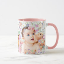 Personlig Starry Baby Photo Rosa Coffee Mugg