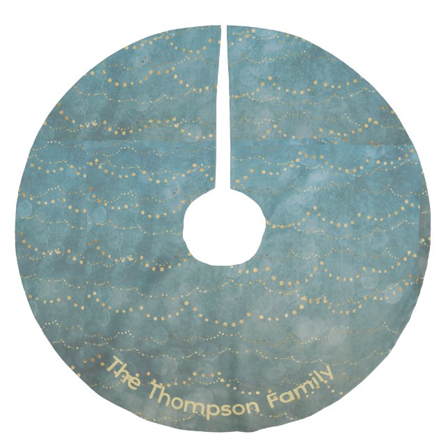 Personlig Starry Grönt jul Mönster Julgransmatta Borstad Polyester (Framsidan)