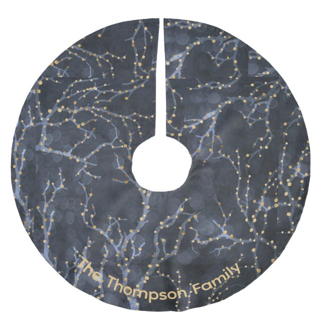 Personlig Starry Shapes Black jul Mönster Julgransmatta Borstad Polyester (Framsidan)