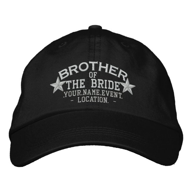 Personlig Stars Brother of the Bride Embroidery Broderad Keps (Framsida)